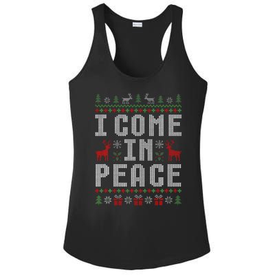 I Come In Peace IM Peace Matching Couple Christmas Pajamas Ladies PosiCharge Competitor Racerback Tank