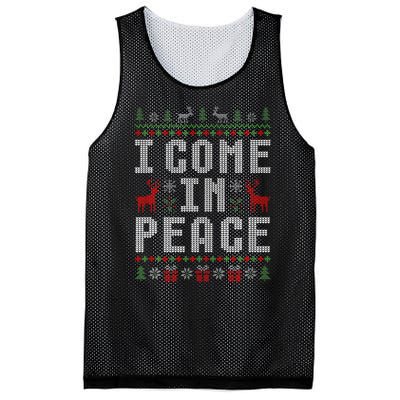 I Come In Peace IM Peace Matching Couple Christmas Pajamas Mesh Reversible Basketball Jersey Tank