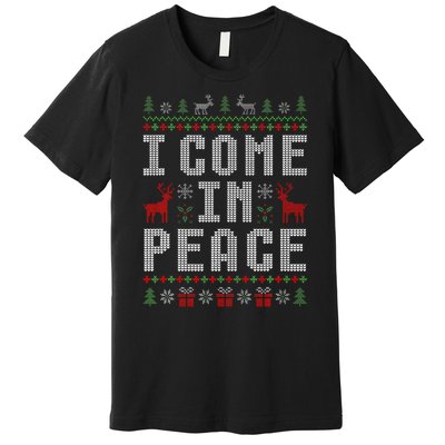 I Come In Peace IM Peace Matching Couple Christmas Pajamas Premium T-Shirt