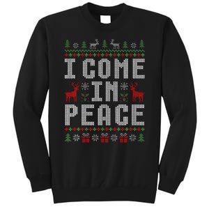 I Come In Peace IM Peace Matching Couple Christmas Pajamas Tall Sweatshirt