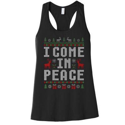 I Come In Peace IM Peace Matching Couple Christmas Pajamas Women's Racerback Tank