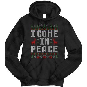 I Come In Peace IM Peace Matching Couple Christmas Pajamas Tie Dye Hoodie