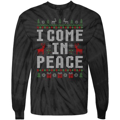 I Come In Peace IM Peace Matching Couple Christmas Pajamas Tie-Dye Long Sleeve Shirt