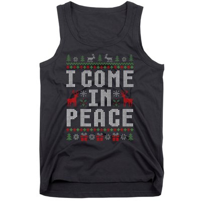 I Come In Peace IM Peace Matching Couple Christmas Pajamas Tank Top