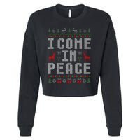 I Come In Peace IM Peace Matching Couple Christmas Pajamas Cropped Pullover Crew