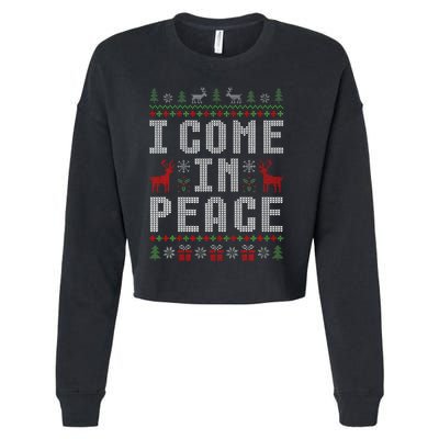 I Come In Peace IM Peace Matching Couple Christmas Pajamas Cropped Pullover Crew