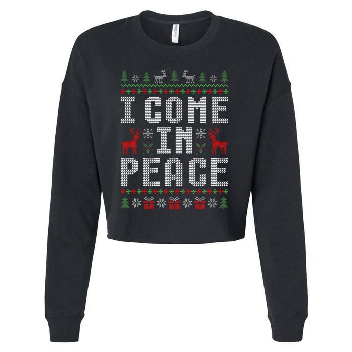 I Come In Peace IM Peace Matching Couple Christmas Pajamas Cropped Pullover Crew