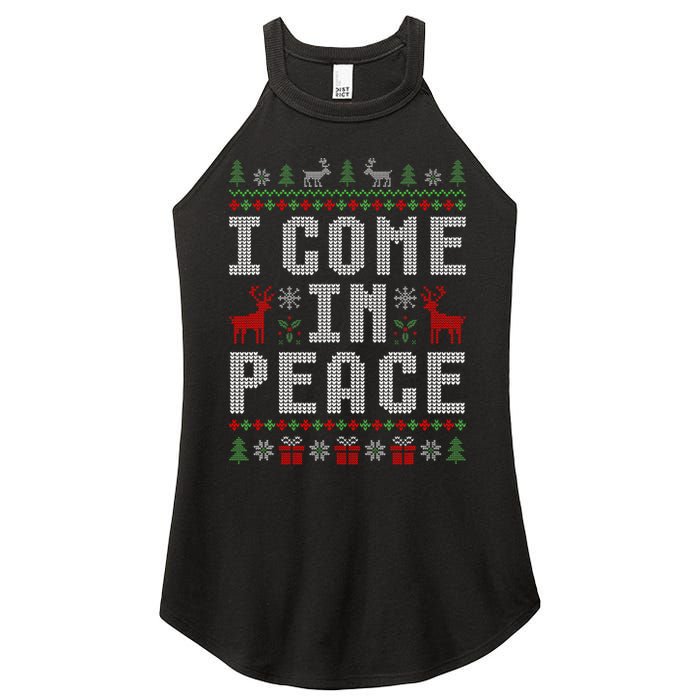 I Come In Peace IM Peace Matching Couple Christmas Pajamas Women's Perfect Tri Rocker Tank