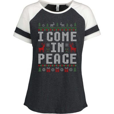 I Come In Peace IM Peace Matching Couple Christmas Pajamas Enza Ladies Jersey Colorblock Tee