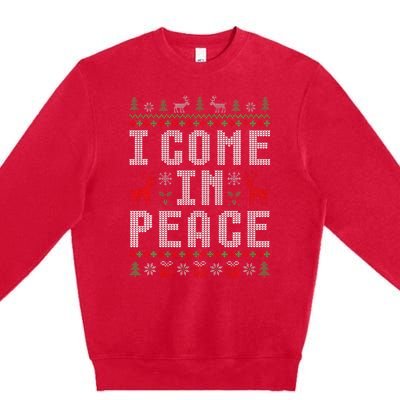 I Come In Peace IM Peace Matching Couple Christmas Pajamas Premium Crewneck Sweatshirt