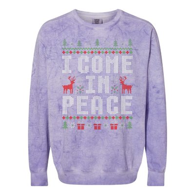 I Come In Peace IM Peace Matching Couple Christmas Pajamas Colorblast Crewneck Sweatshirt