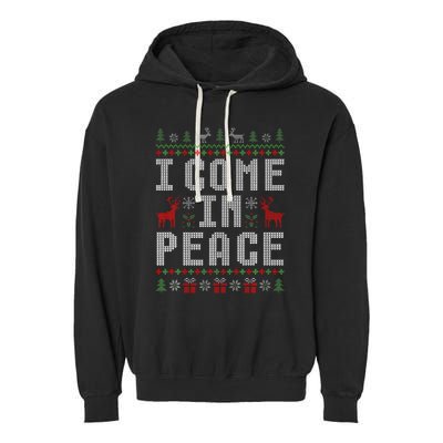 I Come In Peace IM Peace Matching Couple Christmas Pajamas Garment-Dyed Fleece Hoodie