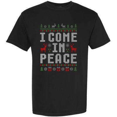 I Come In Peace IM Peace Matching Couple Christmas Pajamas Garment-Dyed Heavyweight T-Shirt