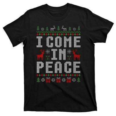 I Come In Peace IM Peace Matching Couple Christmas Pajamas T-Shirt