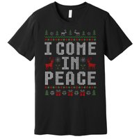 I Come In Peace IM Peace Matching Couple Christmas Pajamas Premium T-Shirt