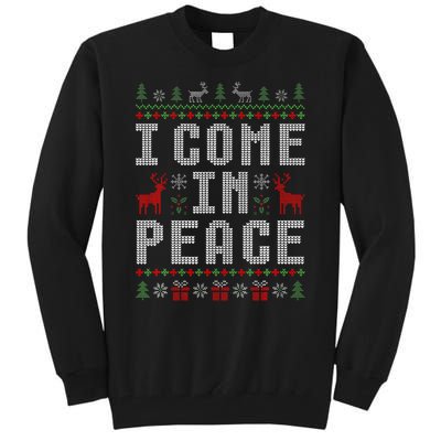 I Come In Peace IM Peace Matching Couple Christmas Pajamas Tall Sweatshirt