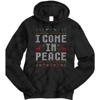 I Come In Peace IM Peace Matching Couple Christmas Pajamas Tie Dye Hoodie