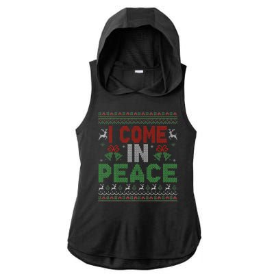 I Come In Peace IM Peace Matching Ugly Christmas Ladies PosiCharge Tri-Blend Wicking Draft Hoodie Tank