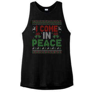 I Come In Peace IM Peace Matching Ugly Christmas Ladies PosiCharge Tri-Blend Wicking Tank