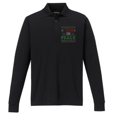 I Come In Peace IM Peace Matching Ugly Christmas Performance Long Sleeve Polo