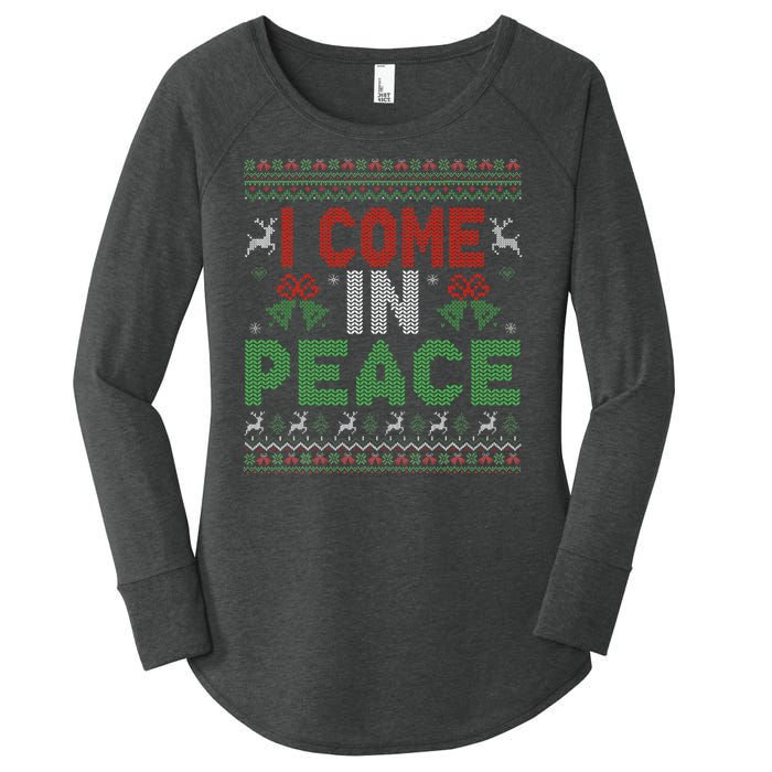 I Come In Peace IM Peace Matching Ugly Christmas Women's Perfect Tri Tunic Long Sleeve Shirt