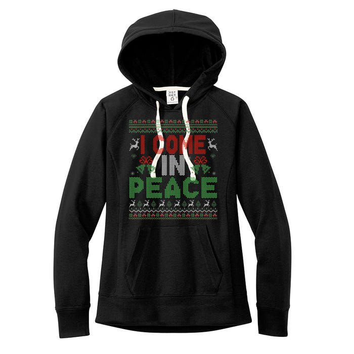 I Come In Peace IM Peace Matching Ugly Christmas Women's Fleece Hoodie