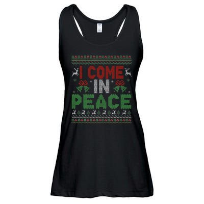 I Come In Peace IM Peace Matching Ugly Christmas Ladies Essential Flowy Tank