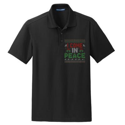 I Come In Peace IM Peace Matching Ugly Christmas Dry Zone Grid Polo