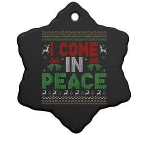 I Come In Peace IM Peace Matching Ugly Christmas Ceramic Star Ornament