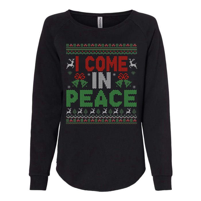 I Come In Peace IM Peace Matching Ugly Christmas Womens California Wash Sweatshirt