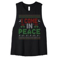 I Come In Peace IM Peace Matching Ugly Christmas Women's Racerback Cropped Tank