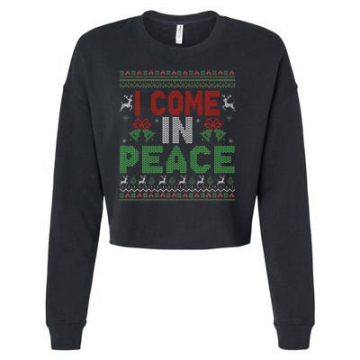 I Come In Peace IM Peace Matching Ugly Christmas Cropped Pullover Crew