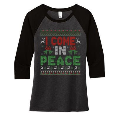 I Come In Peace IM Peace Matching Ugly Christmas Women's Tri-Blend 3/4-Sleeve Raglan Shirt