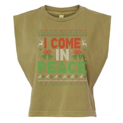 I Come In Peace IM Peace Matching Ugly Christmas Garment-Dyed Women's Muscle Tee