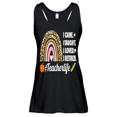 I Came I Taught I Loved I Retired Funny Teacher Ladies Essential Flowy Tank