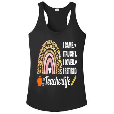 I Came I Taught I Loved I Retired Funny Teacher Ladies PosiCharge Competitor Racerback Tank