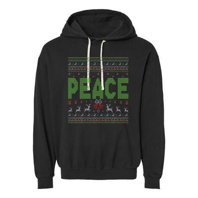 I Come In Peace Im Peace Matching Ugly Christmas Garment-Dyed Fleece Hoodie