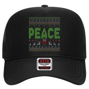 I Come In Peace Im Peace Matching Ugly Christmas High Crown Mesh Back Trucker Hat