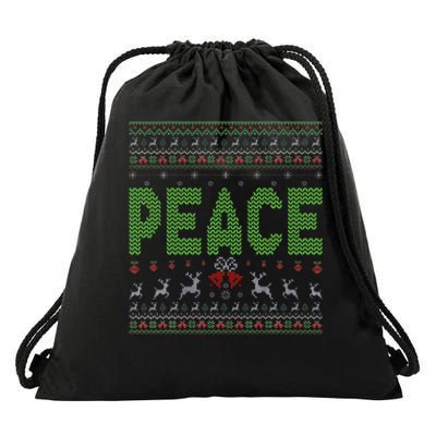 I Come In Peace Im Peace Matching Ugly Christmas Drawstring Bag