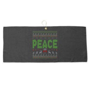 I Come In Peace Im Peace Matching Ugly Christmas Large Microfiber Waffle Golf Towel