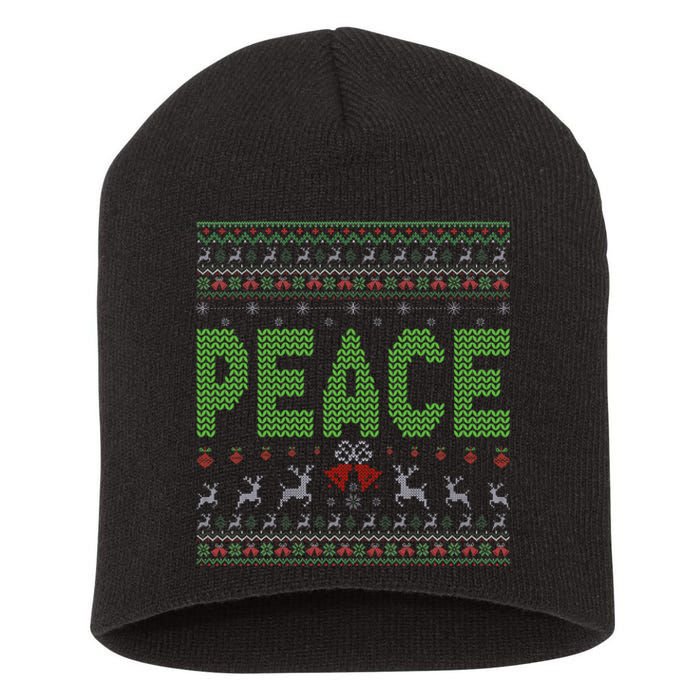 I Come In Peace Im Peace Matching Ugly Christmas Short Acrylic Beanie