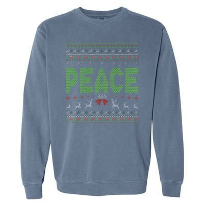 I Come In Peace Im Peace Matching Ugly Christmas Garment-Dyed Sweatshirt