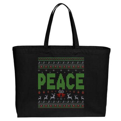 I Come In Peace Im Peace Matching Ugly Christmas Cotton Canvas Jumbo Tote