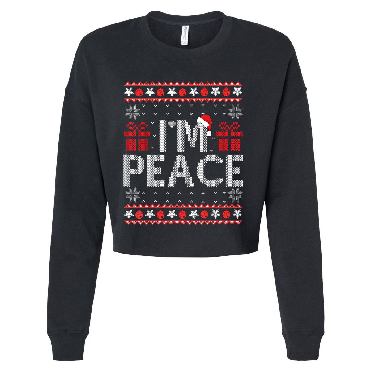 I Come In Peace IM Peace Matching Ugly Christmas Sweater Cropped Pullover Crew