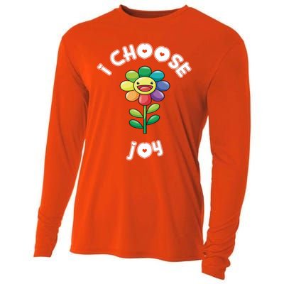 I Choose Joy Colorful Happy Sunflower Feel Good Uplift Gift Cooling Performance Long Sleeve Crew