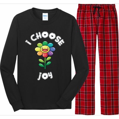 I Choose Joy Colorful Happy Sunflower Feel Good Uplift Gift Long Sleeve Pajama Set