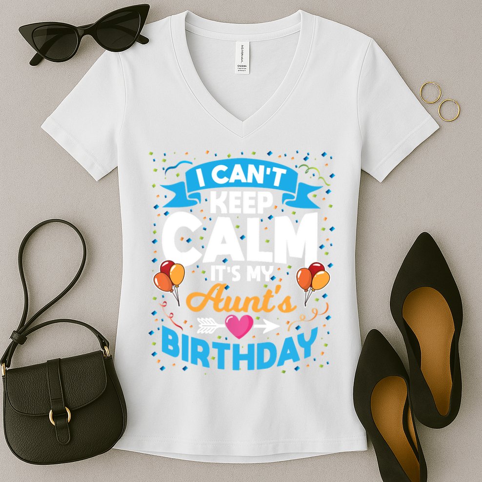 I Cant Keep Calm Its My Aunt Birthday Women's V-Neck T-Shirt