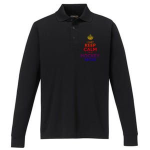 I Can't Keep Calm I'm A Hockey Mom Gift Performance Long Sleeve Polo