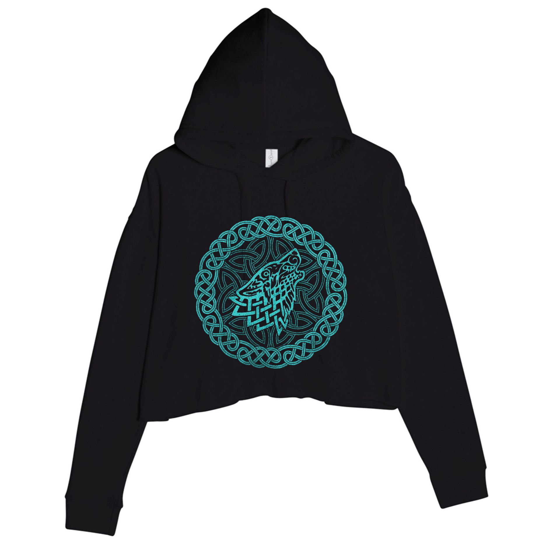 Ireland Celtic Knotwork Design Wolf Original Celtic Crop Fleece Hoodie