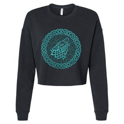 Ireland Celtic Knotwork Design Wolf Original Celtic Cropped Pullover Crew